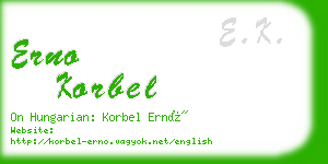 erno korbel business card